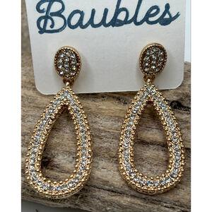 Baubles Gold Crystal Encrusted Tear Drop Dangle Earrings